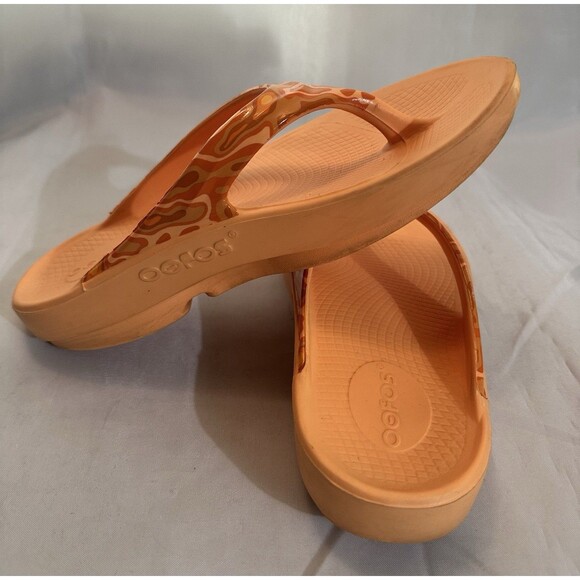 Oofos Women OOlala Limited Camo Orange Glow Thong Slide Flip Flop Shoe Sz 7 - Picture 8 of 8
